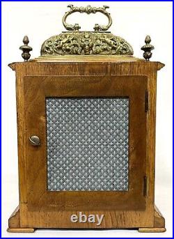 Antique Burr Walnut Westminster Chime Mantel Clock With Brass Caddy Top Garrard