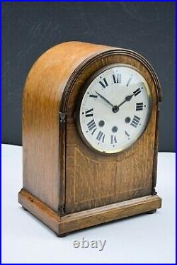 Antique C. 1910 Large Oak Cased Westminster Chiming Mantel/ Bracket Clock