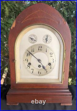Antique C 1920s Junghans Mantle / CHIME Clock RUNS GOOD SEE VIDEO