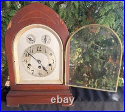 Antique C 1920s Junghans Mantle / CHIME Clock RUNS GOOD SEE VIDEO