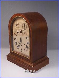Antique CB Badische Uhrenfabrik Mahogany Westminster Chime Mantel Shelf WORKS