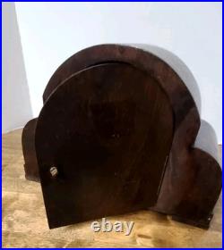 Antique England Mantel Clock Westminster Chime In Walnut Wood. Runs Great