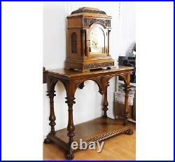 Antique England Triple Fusee 8 Bells 5 Gongs Mantel Clock with The Table