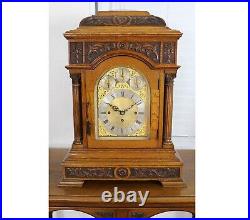 Antique England Triple Fusee 8 Bells 5 Gongs Mantel Clock with The Table