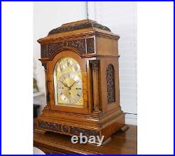 Antique England Triple Fusee 8 Bells 5 Gongs Mantel Clock with The Table