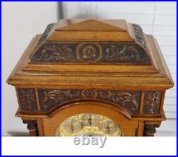 Antique England Triple Fusee 8 Bells 5 Gongs Mantel Clock with The Table