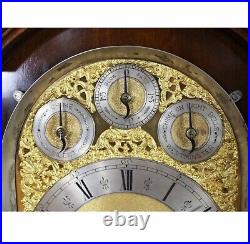 Antique England Triple Fusee 8 Bells 5 Gongs Mantel Clock with The Table