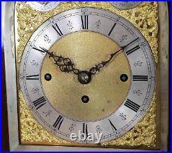 Antique England Triple Fusee 8 Bells 5 Gongs Mantel Clock with The Table