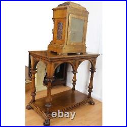 Antique England Triple Fusee 8 Bells 5 Gongs Mantel Clock with The Table