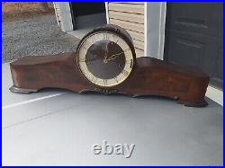 Antique Franze Hermle Mantle Clock Westminster Chime Burl walnut face 29