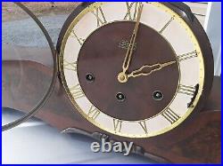 Antique Franze Hermle Mantle Clock Westminster Chime Burl walnut face 29