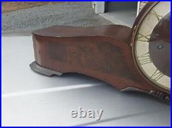 Antique Franze Hermle Mantle Clock Westminster Chime Burl walnut face 29