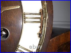 Antique Franze Hermle Mantle Clock Westminster Chime Burl walnut face 29