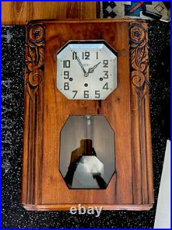 Antique French Art Deco Regulator Wall Clock With Westminster Chimes