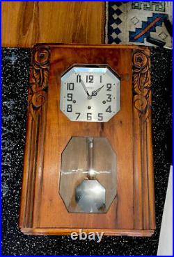 Antique French Art Deco Regulator Wall Clock With Westminster Chimes