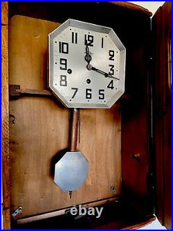 Antique French Art Deco Regulator Wall Clock With Westminster Chimes