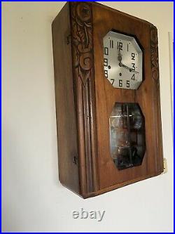 Antique French Art Deco Regulator Wall Clock With Westminster Chimes