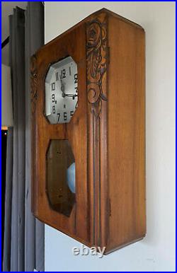 Antique French Art Deco Regulator Wall Clock With Westminster Chimes