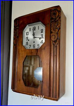 Antique French Art Deco Regulator Wall Clock With Westminster Chimes