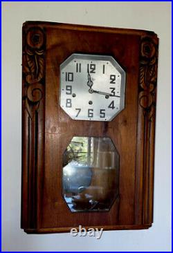 Antique French Art Deco Regulator Wall Clock With Westminster Chimes