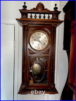 Antique French Westminster Chime Wall Clock With Henri II Case