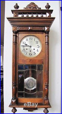 Antique French Wooden Wall Clock with Westminster Chime