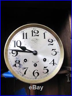 Antique French Wooden Wall Clock with Westminster Chime