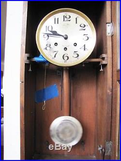 Antique French Wooden Wall Clock with Westminster Chime