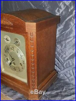 Antique German 3 holes Junghans table / bracket clock. Westminster chiming