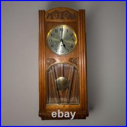 Antique German Box Regulator Wall Clock, Westminster Quarter Strike Chimes