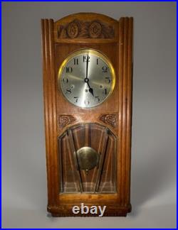Antique German Box Regulator Wall Clock, Westminster Quarter Strike Chimes