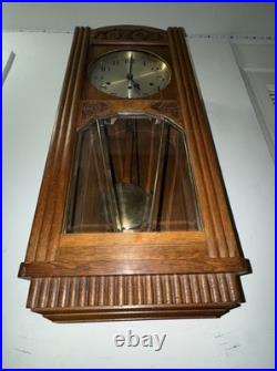 Antique German Box Regulator Wall Clock, Westminster Quarter Strike Chimes