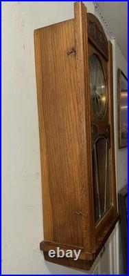 Antique German Box Regulator Wall Clock, Westminster Quarter Strike Chimes