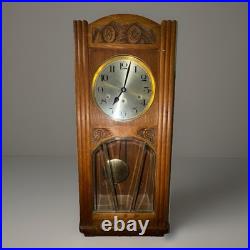 Antique German Box Regulator Wall Clock, Westminster Quarter Strike Chimes