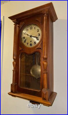 Antique German Box Regulator Wall Clock, Westminster Quarter Strike Chimes