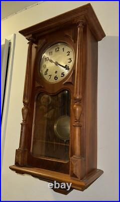 Antique German Box Regulator Wall Clock, Westminster Quarter Strike Chimes