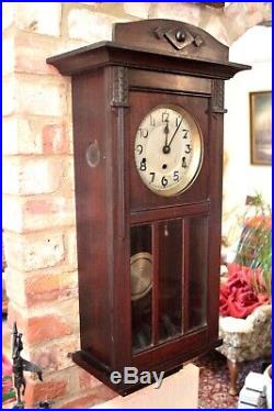 Antique German'Kienzle' 8-Day Mahogany Case Wall Clock with Westminster Chimes