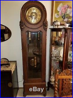 Antique German Oak Grandfather Clock Westminster Chimes Grande Sonnerie C 1880