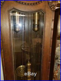 Antique German Oak Grandfather Clock Westminster Chimes Grande Sonnerie C 1880