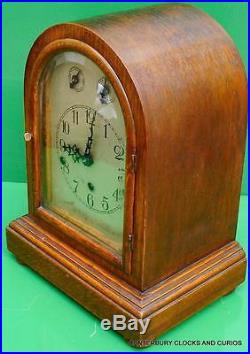 Antique German Oak Three Train 8 Day Westminster Chime Bracket Clock