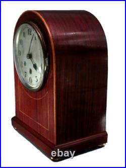 Antique German Westminster Chime Arch 8 Day Wood Case Mantel Clock SEE VIDEO