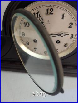 Antique Gustav Becker German Tambour Mantel Clock Westminster Chime With Key 1920s