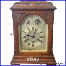 Antique Gustav Becker Oak Westminster chime clock carved case original
