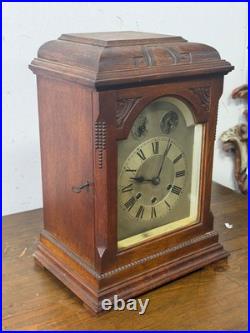 Antique Gustav Becker Oak Westminster chime clock carved case original Antique Gustav Becker Oak Westminster chime clock carved case original