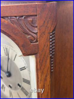 Antique Gustav Becker Oak Westminster chime clock carved case original