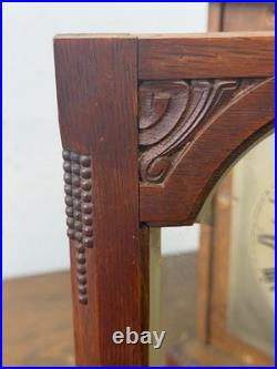 Antique Gustav Becker Oak Westminster chime clock carved case original