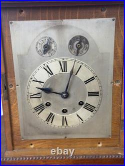Antique Gustav Becker Oak Westminster chime clock carved case original