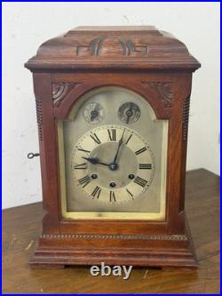 Antique Gustav Becker Oak Westminster chime clock carved case original