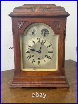 Antique Gustav Becker Oak Westminster chime clock carved case original