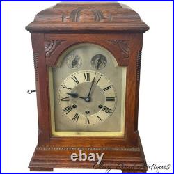 Antique Gustav Becker Oak Westminster chime clock carved case original